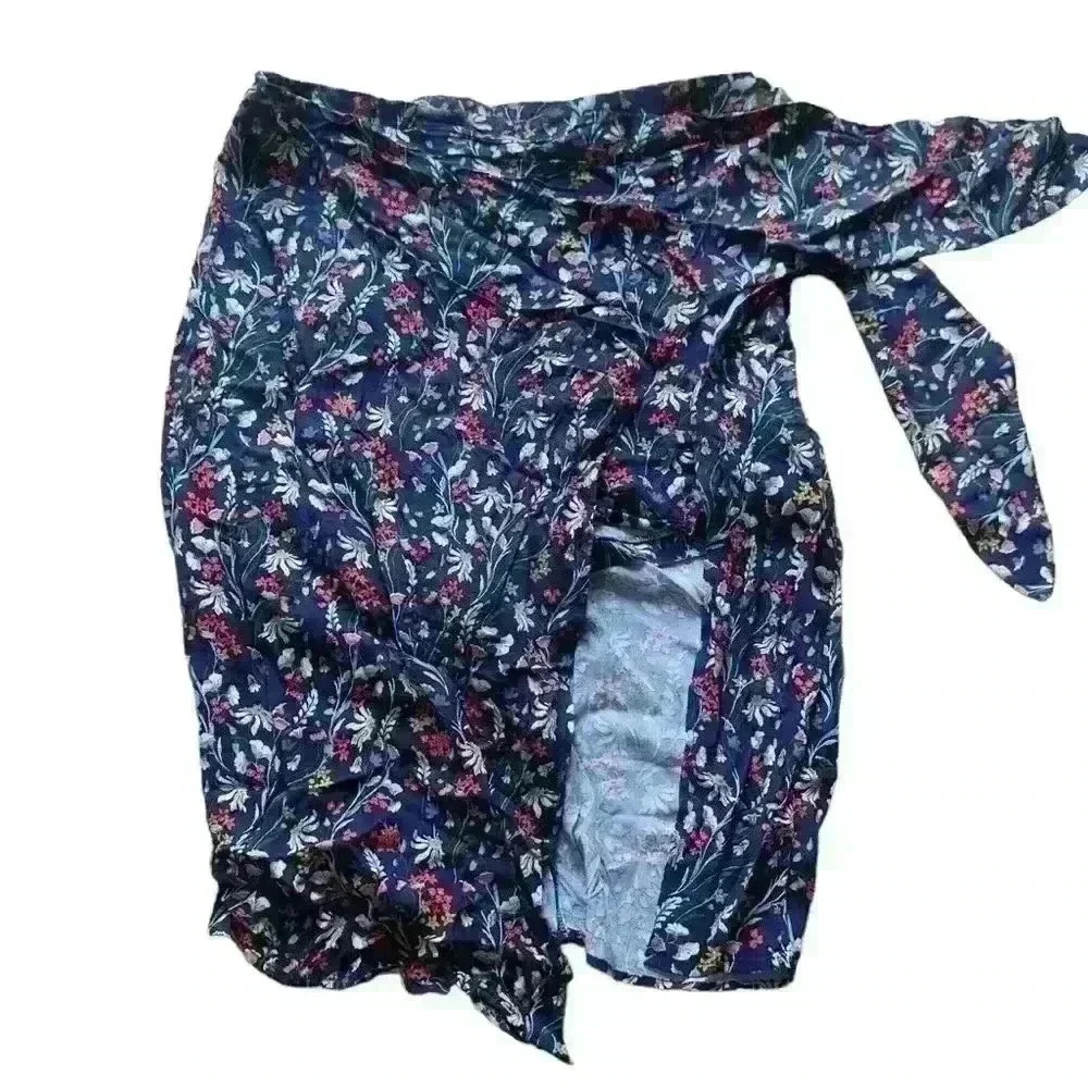Zara Skort Skirt Short Front Knot Skirt Floral Knee Open Front Women's M Floral